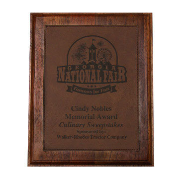 Dark leatherette plaque.